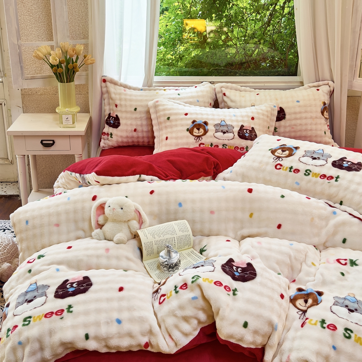 91家纺网 家纺一手货源 找家纺 梦莱斯 2025秋冬新款高克重牛奶绒四件套 狗狗伙伴