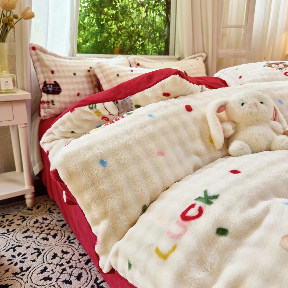 91家纺网 家纺一手货源 找家纺 梦莱斯 2025秋冬新款高克重牛奶绒四件套 狗狗伙伴