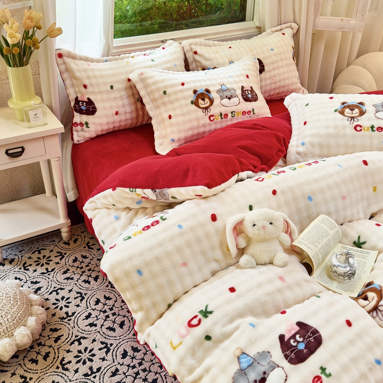 91家纺网 家纺一手货源 找家纺 梦莱斯 2025秋冬新款高克重牛奶绒四件套 狗狗伙伴