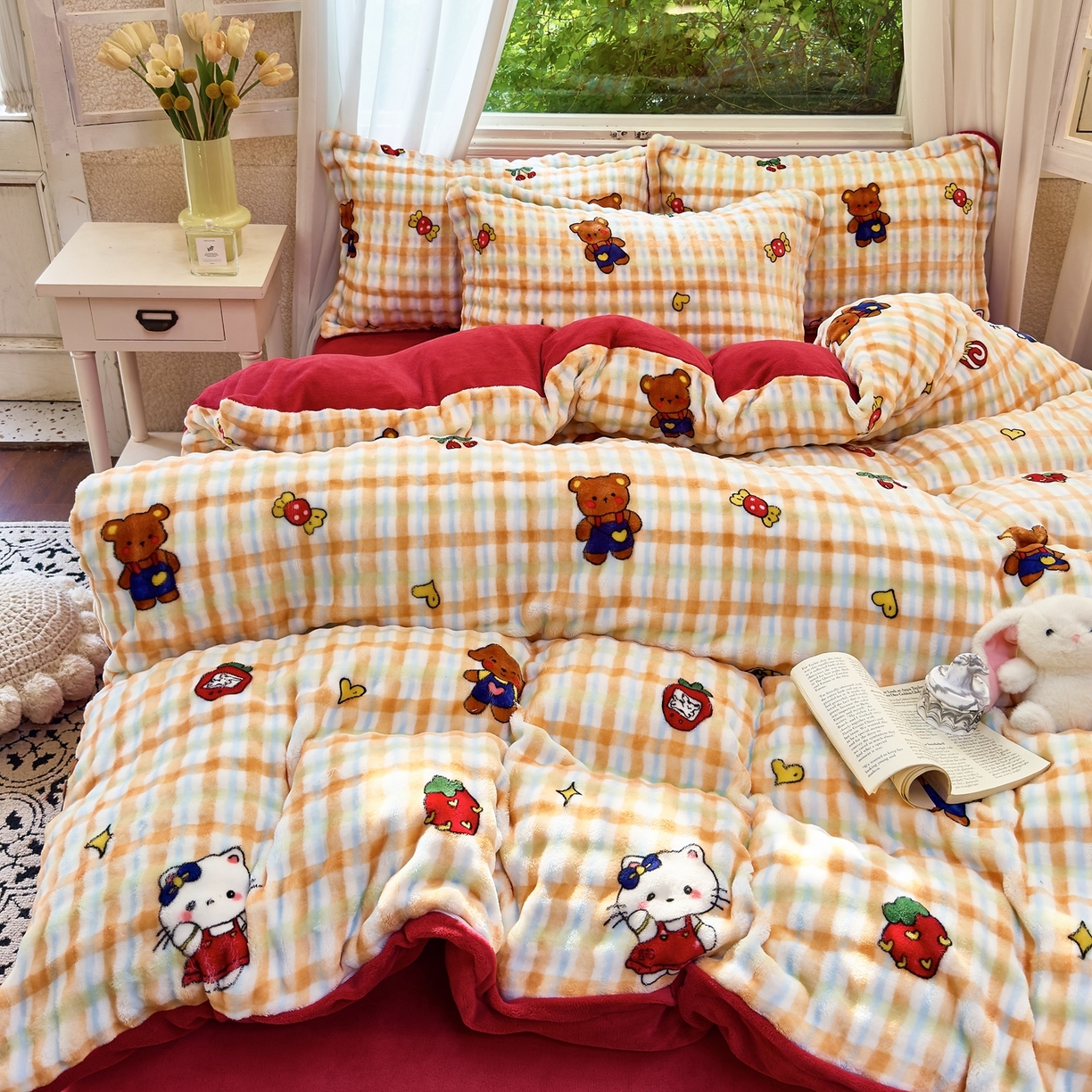 91家纺网 家纺一手货源 找家纺 梦莱斯 2025秋冬新款高克重牛奶绒四件套 杰瑞猫咪