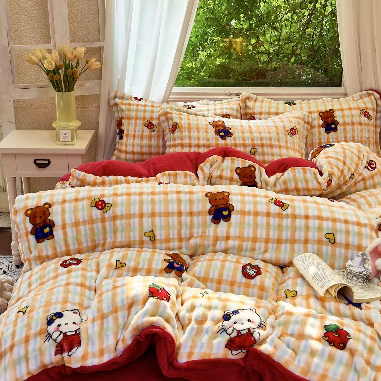 91家纺网 家纺一手货源 找家纺 梦莱斯 2025秋冬新款高克重牛奶绒四件套 杰瑞猫咪