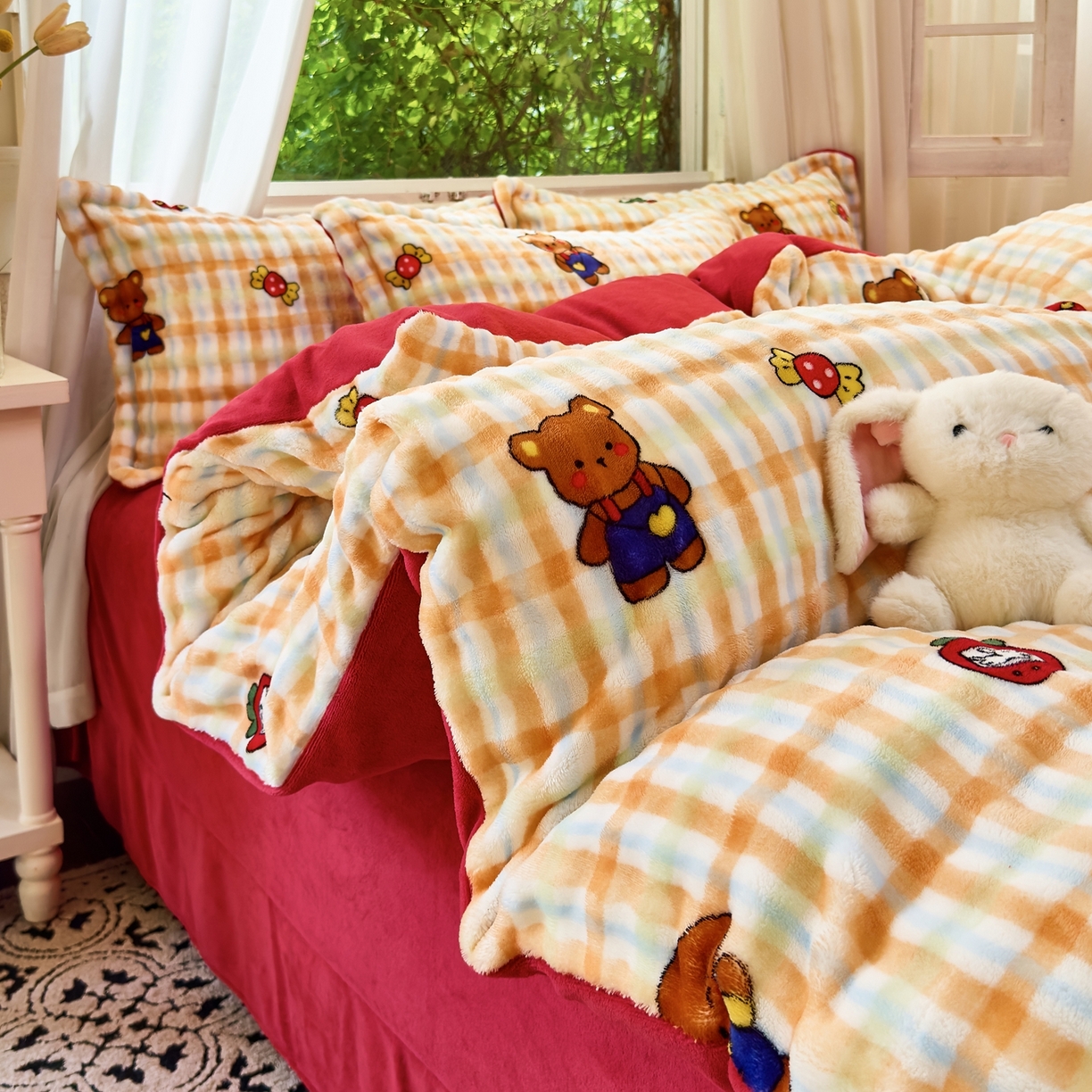 91家纺网 家纺一手货源 找家纺 梦莱斯 2025秋冬新款高克重牛奶绒四件套 杰瑞猫咪