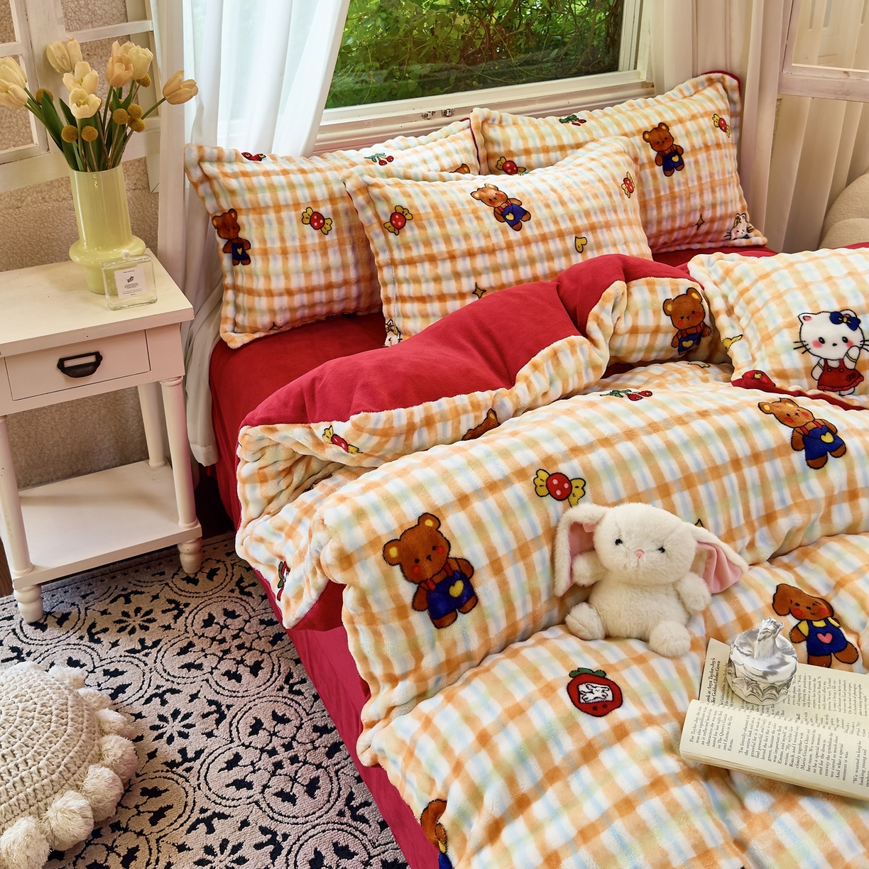 91家纺网 家纺一手货源 找家纺 梦莱斯 2025秋冬新款高克重牛奶绒四件套 杰瑞猫咪