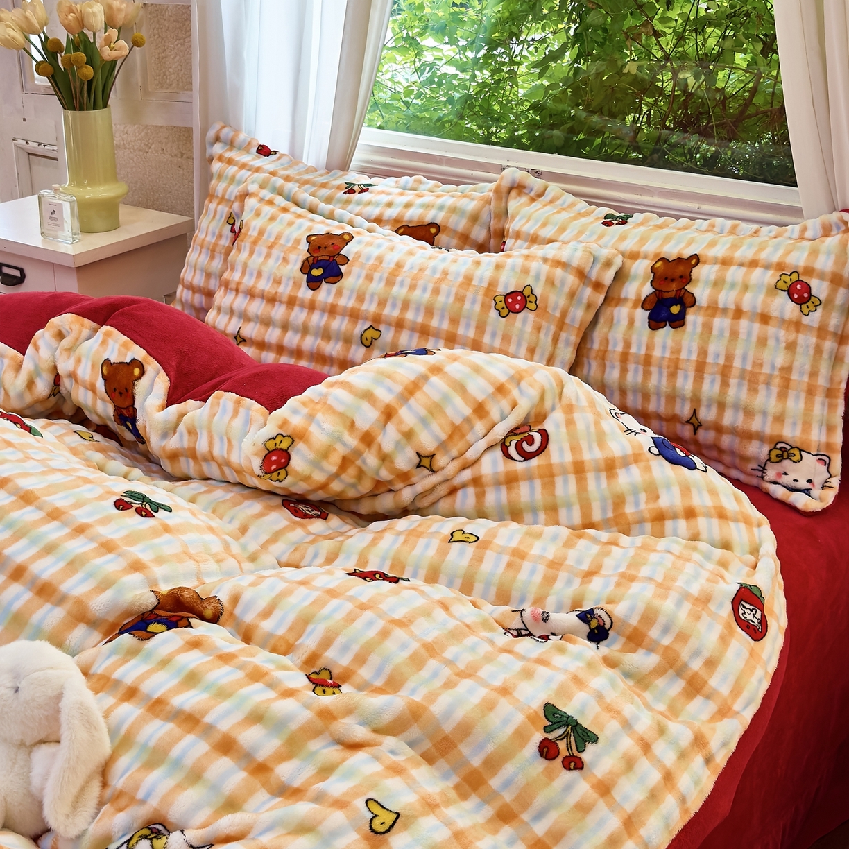 91家纺网 家纺一手货源 找家纺 梦莱斯 2025秋冬新款高克重牛奶绒四件套 杰瑞猫咪