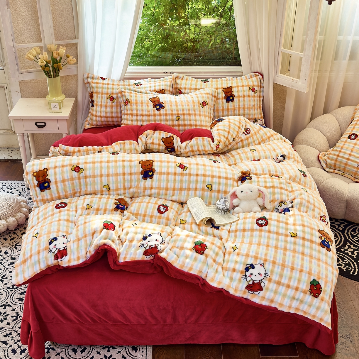 91家纺网 家纺一手货源 找家纺 梦莱斯 2025秋冬新款高克重牛奶绒四件套 杰瑞猫咪