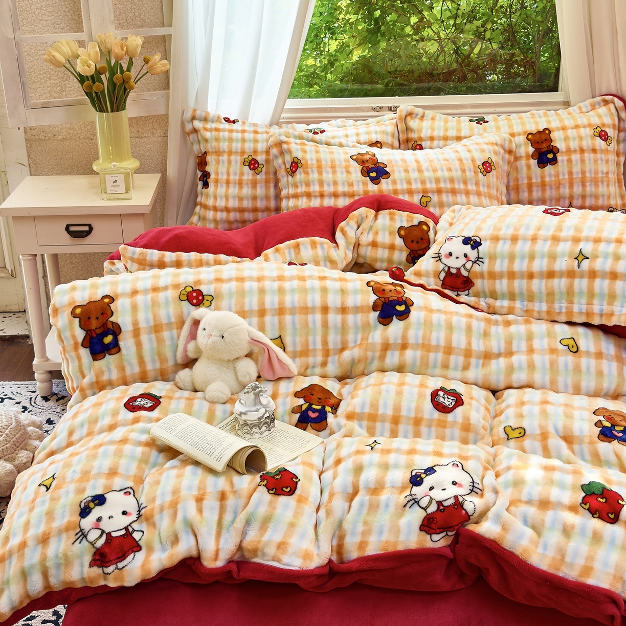 91家纺网 家纺一手货源 找家纺 梦莱斯 2025秋冬新款高克重牛奶绒四件套 杰瑞猫咪