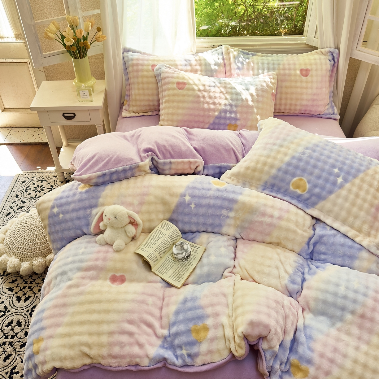 91家纺网 家纺一手货源 找家纺 梦莱斯 2025秋冬新款高克重牛奶绒四件套 梦幻星空