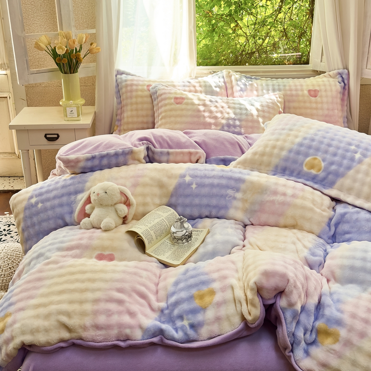 91家纺网 家纺一手货源 找家纺 梦莱斯 2025秋冬新款高克重牛奶绒四件套 梦幻星空