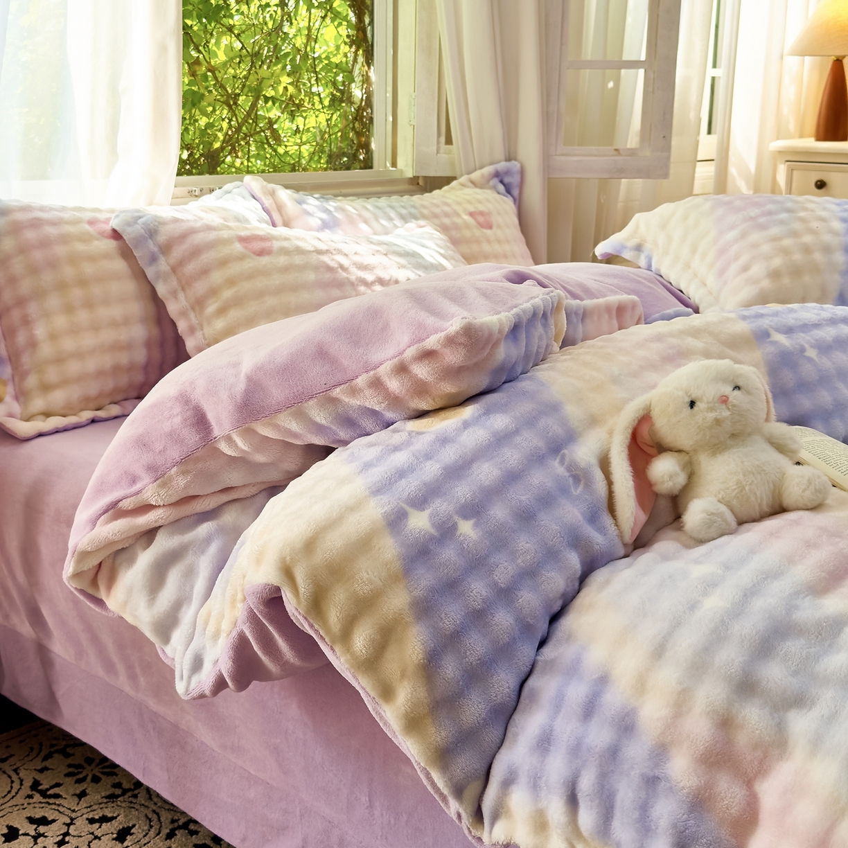 91家纺网 家纺一手货源 找家纺 梦莱斯 2025秋冬新款高克重牛奶绒四件套 梦幻星空