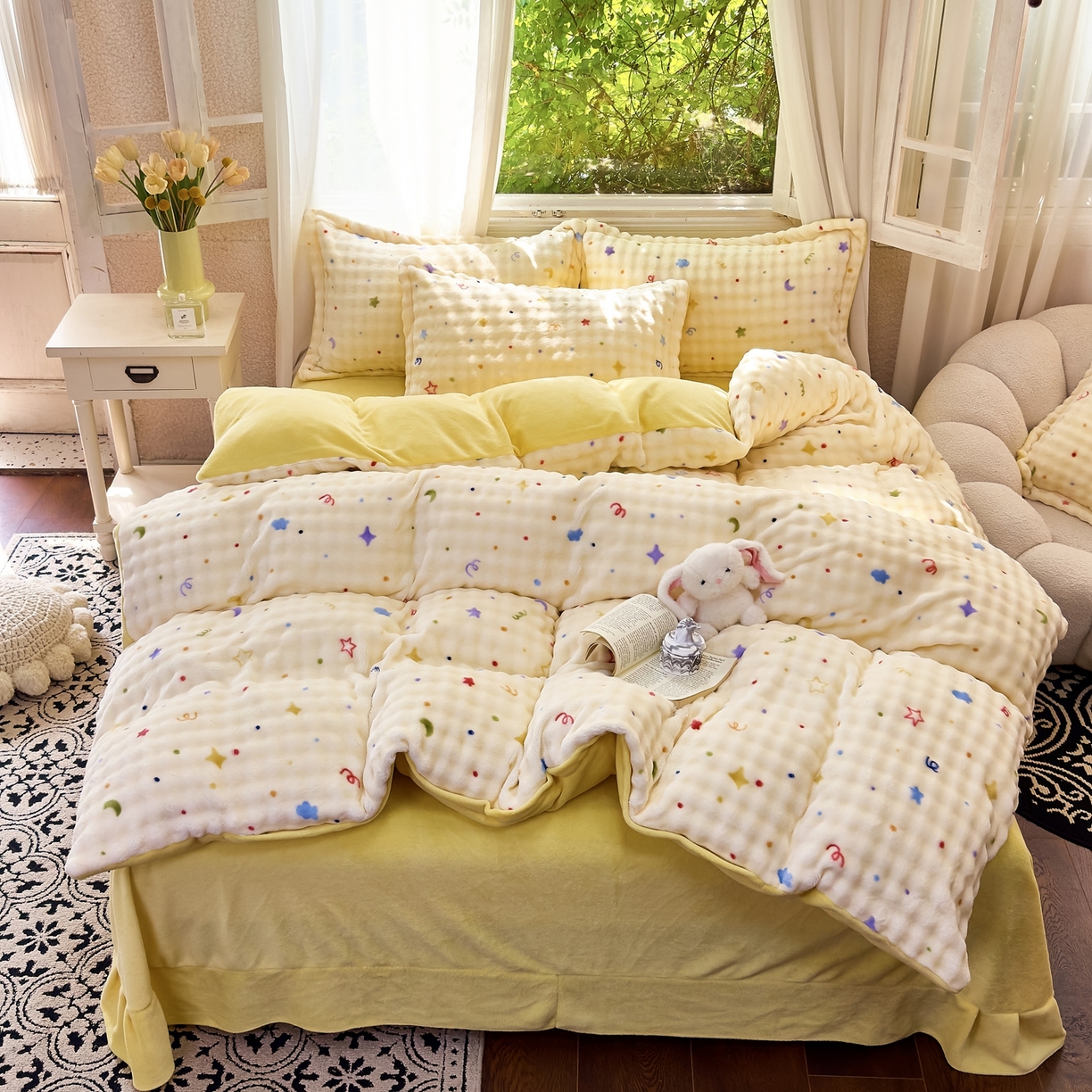 91家纺网 家纺一手货源 找家纺 梦莱斯 2025秋冬新款高克重牛奶绒四件套 奶油起司