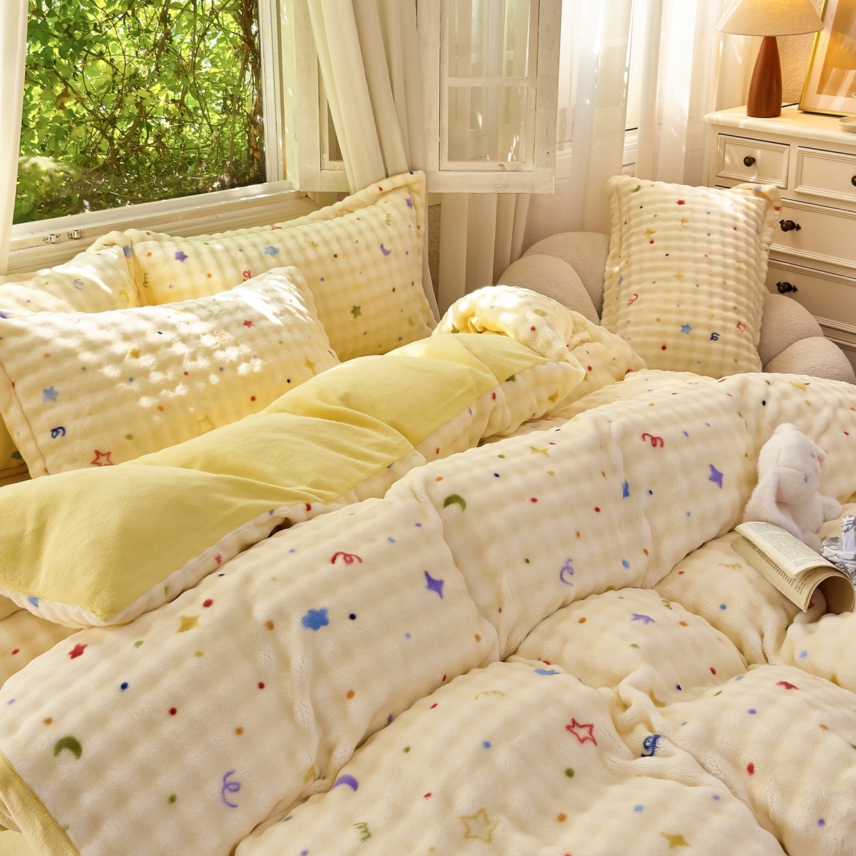 91家纺网 家纺一手货源 找家纺 梦莱斯 2025秋冬新款高克重牛奶绒四件套 奶油起司