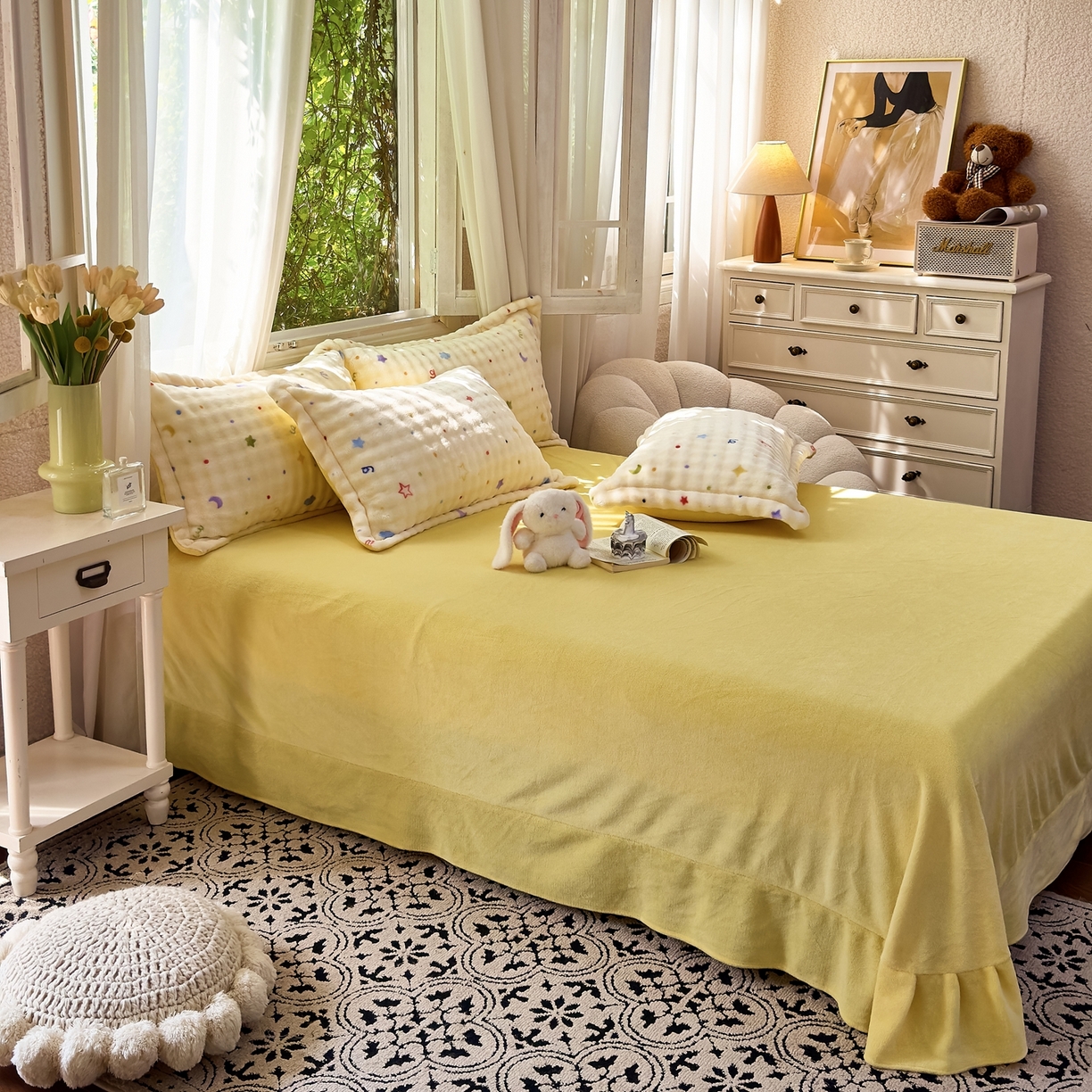 91家纺网 家纺一手货源 找家纺 梦莱斯 2025秋冬新款高克重牛奶绒四件套 奶油起司