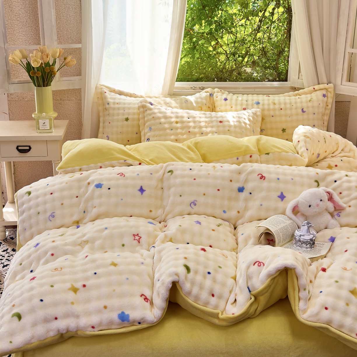 91家纺网 家纺一手货源 找家纺 梦莱斯 2025秋冬新款高克重牛奶绒四件套 奶油起司