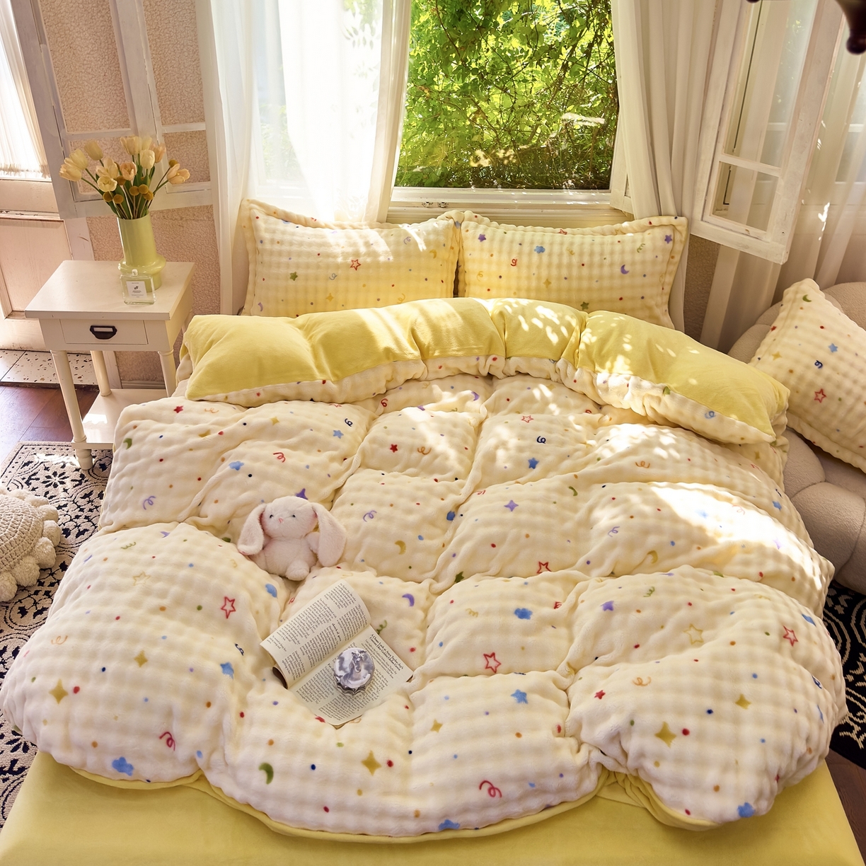 91家纺网 家纺一手货源 找家纺 梦莱斯 2025秋冬新款高克重牛奶绒四件套 奶油起司