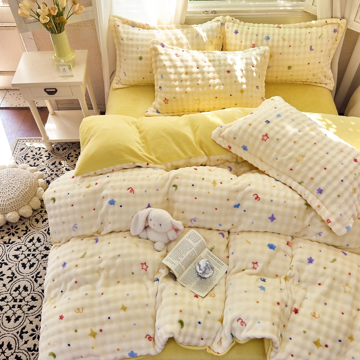 91家纺网 家纺一手货源 找家纺 梦莱斯 2025秋冬新款高克重牛奶绒四件套 奶油起司