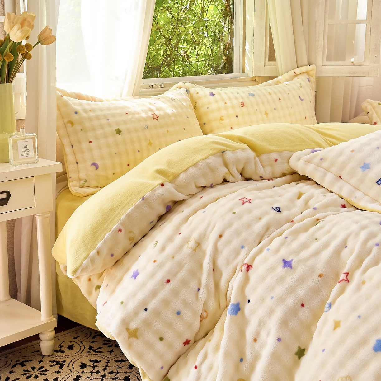 91家纺网 家纺一手货源 找家纺 梦莱斯 2025秋冬新款高克重牛奶绒四件套 奶油起司