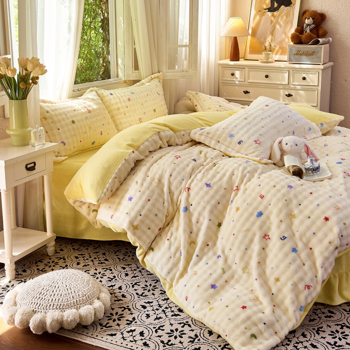 91家纺网 家纺一手货源 找家纺 梦莱斯 2025秋冬新款高克重牛奶绒四件套 奶油起司