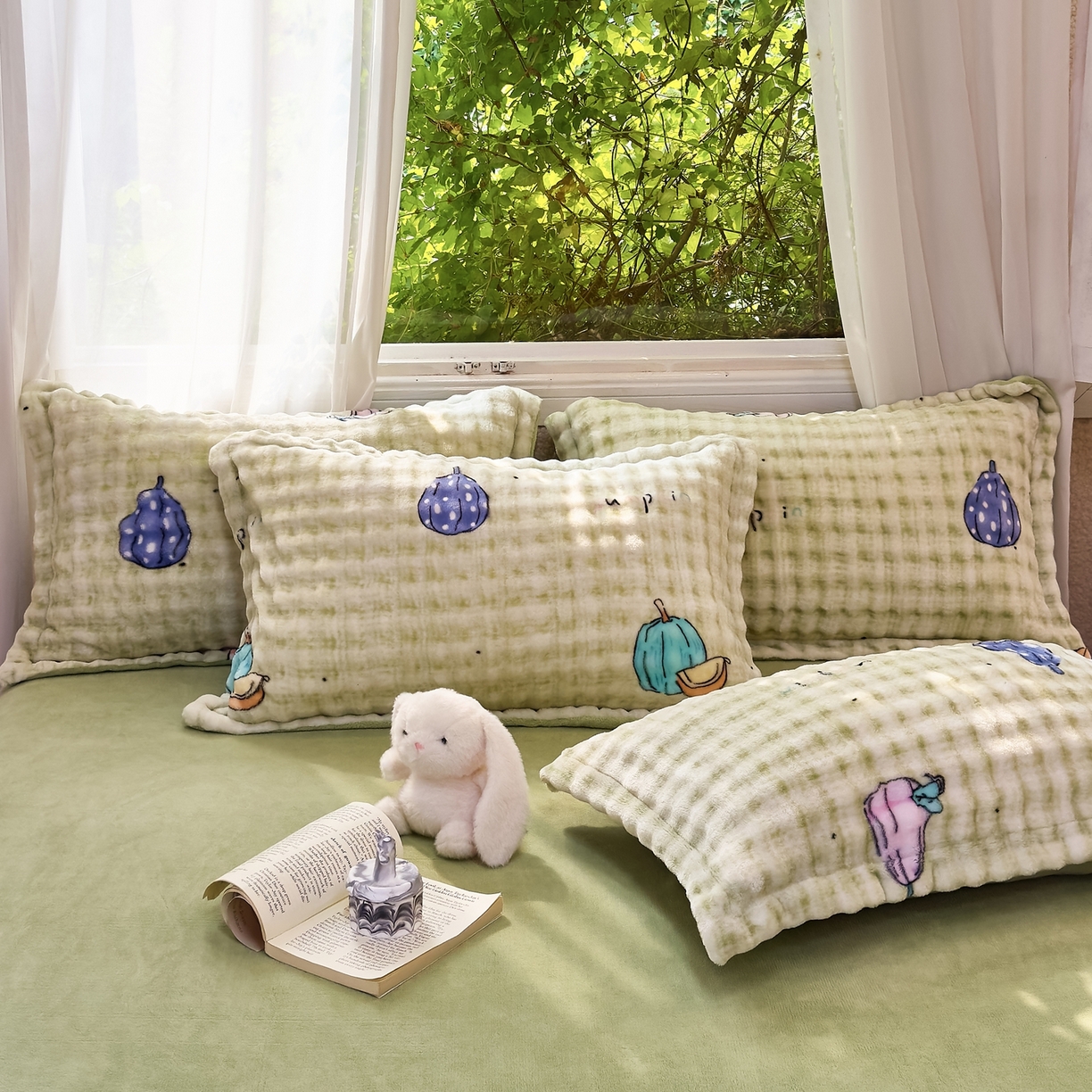 91家纺网 家纺一手货源 找家纺 梦莱斯 2025秋冬新款高克重牛奶绒四件套 小南瓜