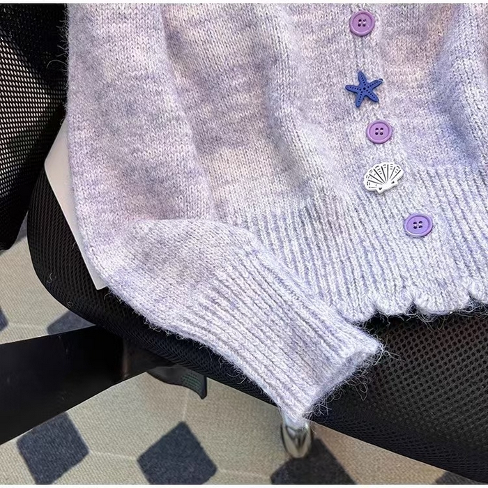 91家纺网 家纺一手货源 找家纺 （总）洛兰沙家居馆 只代发小香风毛衣女春秋慵懒可爱甜美珍珠圆领针织开衫短款外套温柔上衣