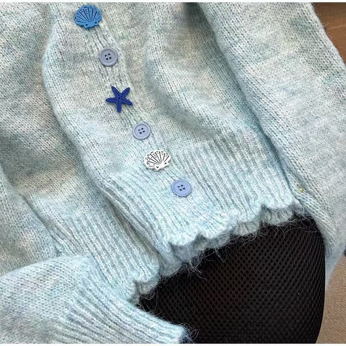 91家纺网 家纺一手货源 找家纺 （总）洛兰沙家居馆 只代发小香风毛衣女春秋慵懒可爱甜美珍珠圆领针织开衫短款外套温柔上衣