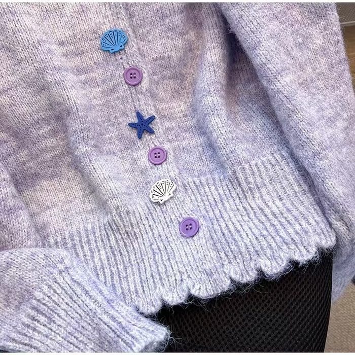 91家纺网 家纺一手货源 找家纺 （总）洛兰沙家居馆 只代发小香风毛衣女春秋慵懒可爱甜美珍珠圆领针织开衫短款外套温柔上衣