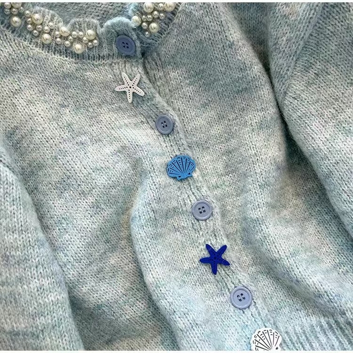 91家纺网 家纺一手货源 找家纺 （总）洛兰沙家居馆 只代发小香风毛衣女春秋慵懒可爱甜美珍珠圆领针织开衫短款外套温柔上衣