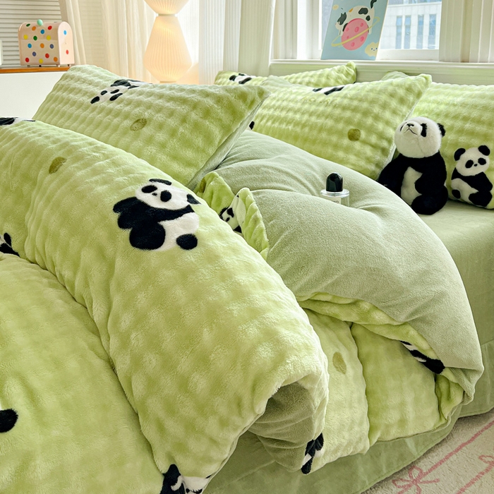 91家纺网 家纺一手货源 找家纺 （总）一比一 2025新款亲肤舒适保暖泡泡绒牛奶绒四件套