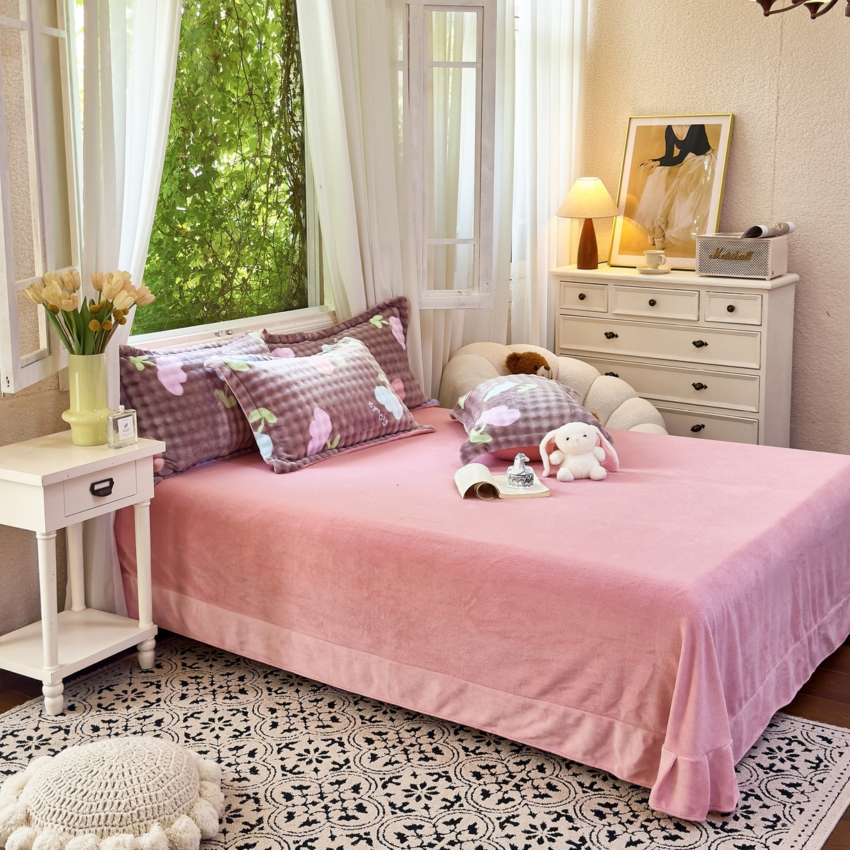 91家纺网 家纺一手货源 找家纺 梦莱斯 2025秋冬新款高克重牛奶绒四件套 郁金香