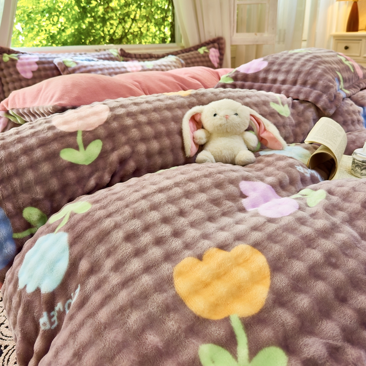 91家纺网 家纺一手货源 找家纺 梦莱斯 2025秋冬新款高克重牛奶绒四件套 郁金香