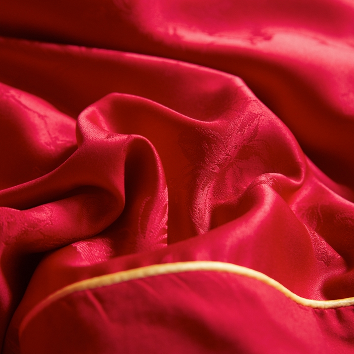 91家纺网 家纺一手货源 找家纺 千希家纺 2025新款麻绳拼接120g斜纹磨毛提花婚庆系列四件套 蝶恋花