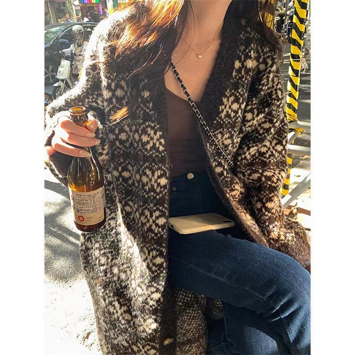 91家纺网 家纺一手货源 找家纺 （总）洛兰沙家居馆 只代发 拉风针织开衫女秋季新款慵懒风长款流苏设计感软糯时尚宽松毛衣女大衣