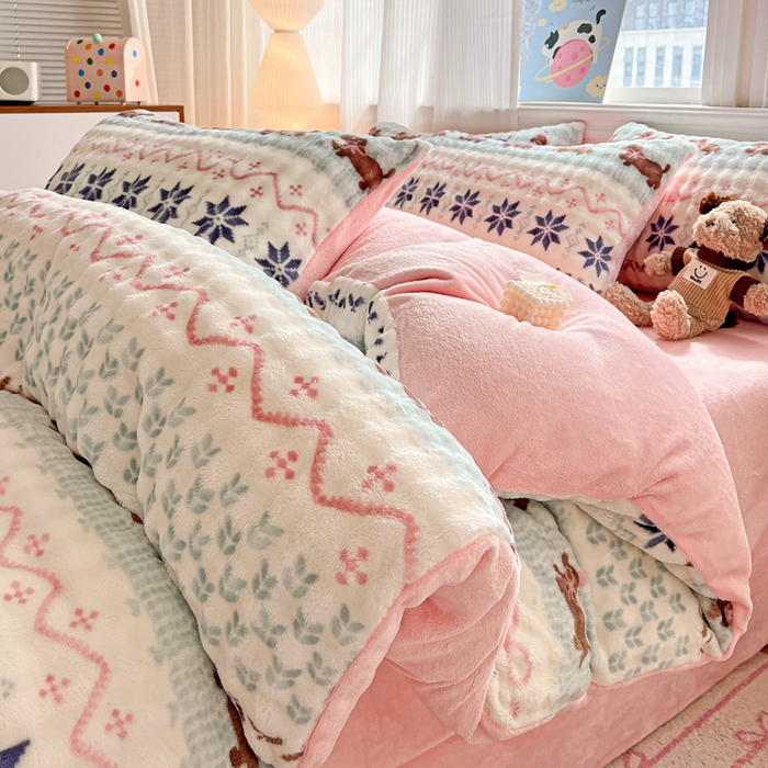 一比一 2025新款亲肤舒适保暖泡泡绒牛奶绒四件套 汪汪队