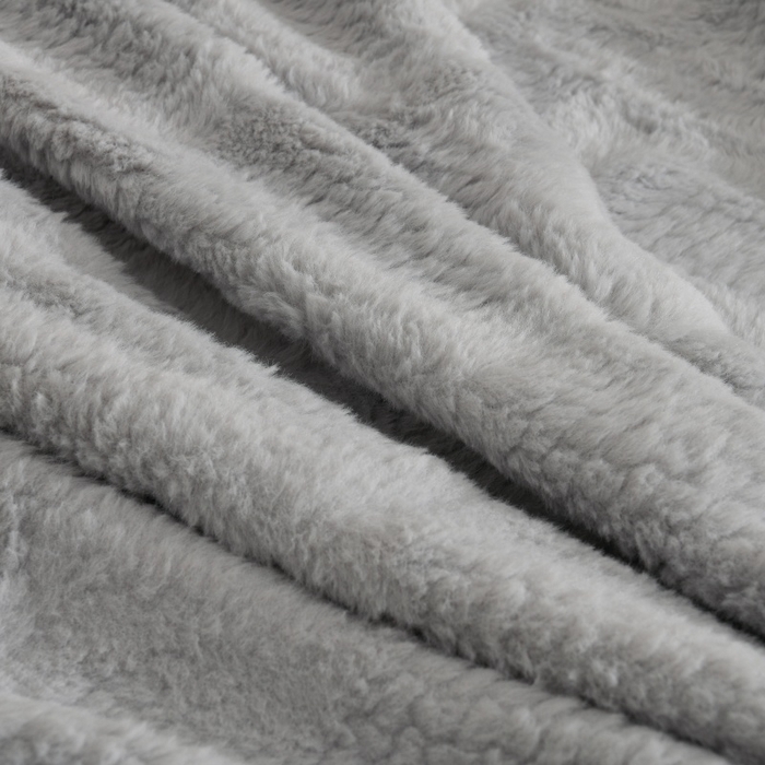 91家纺网 家纺一手货源 找家纺 优家居 2025新款加厚兔毛绒四件套 水波兔-灰