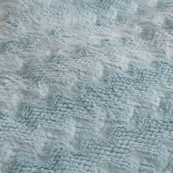 91家纺网 家纺一手货源 找家纺 优家居 2025新款加厚兔毛绒四件套 水波兔-蓝