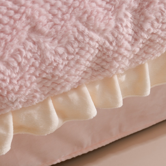 91家纺网 家纺一手货源 找家纺 优家居 2025新款加厚兔毛绒四件套 水波兔-粉