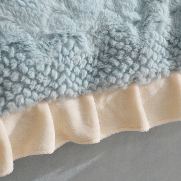 91家纺网 家纺一手货源 找家纺 优家居 2025新款加厚兔毛绒四件套 水波兔-蓝