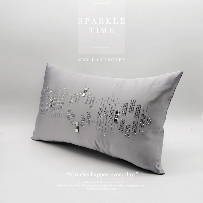 91家纺网 家纺一手货源 找家纺 澜屿 新款几何钻小抱枕装饰枕腰枕枕芯 银灰