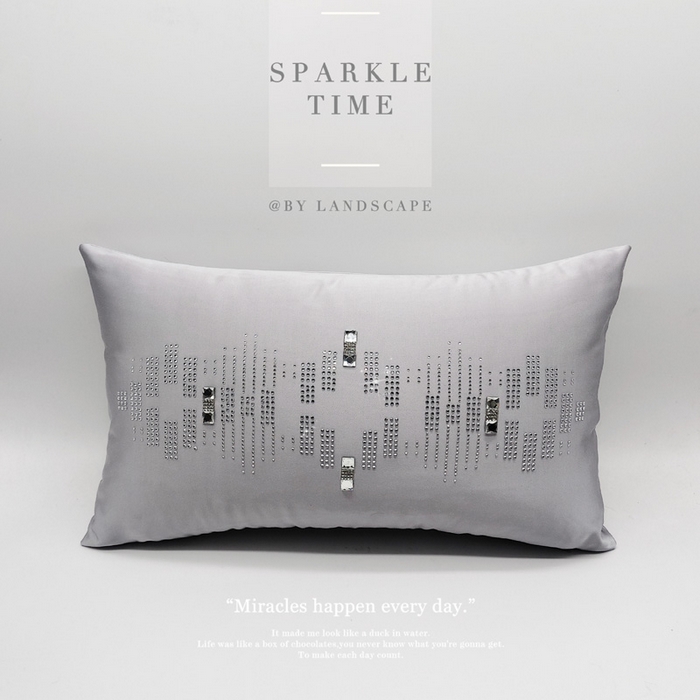 澜屿 新款几何钻小抱枕装饰枕腰枕枕芯 银灰