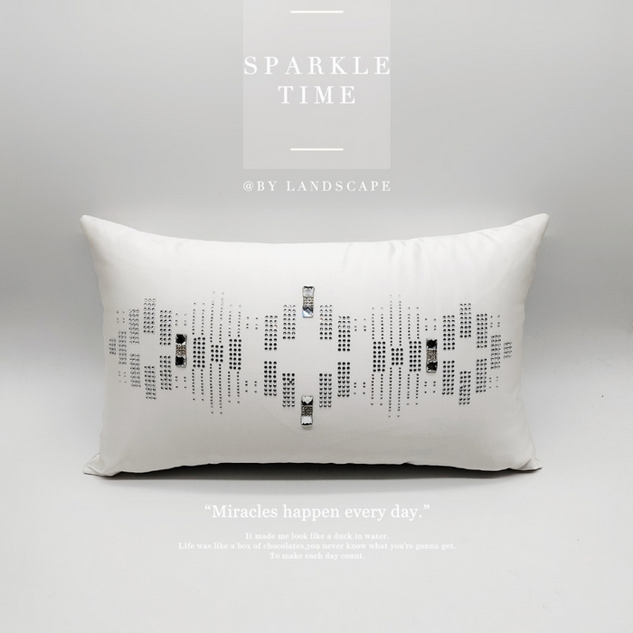 澜屿 新款几何钻小抱枕装饰枕腰枕枕芯 白色