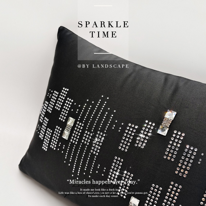 91家纺网 家纺一手货源 找家纺 澜屿 新款几何钻小抱枕装饰枕腰枕枕芯 曜黑