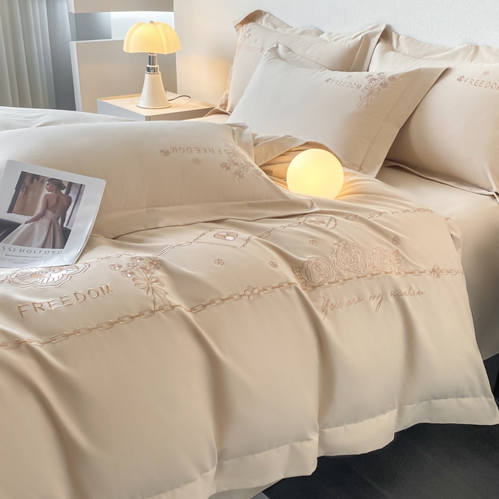 91家纺网 家纺一手货源 找家纺 桃园 新款纯棉全棉长绒棉磨毛四件套不掉毛高端礼盒-马赛系列（包含买家秀） 马赛 香槟金