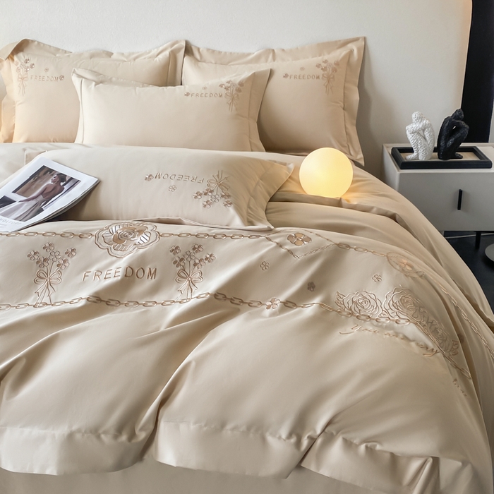 91家纺网 家纺一手货源 找家纺 桃园 新款纯棉全棉长绒棉磨毛四件套不掉毛高端礼盒-马赛系列（包含买家秀） 马赛 香槟金