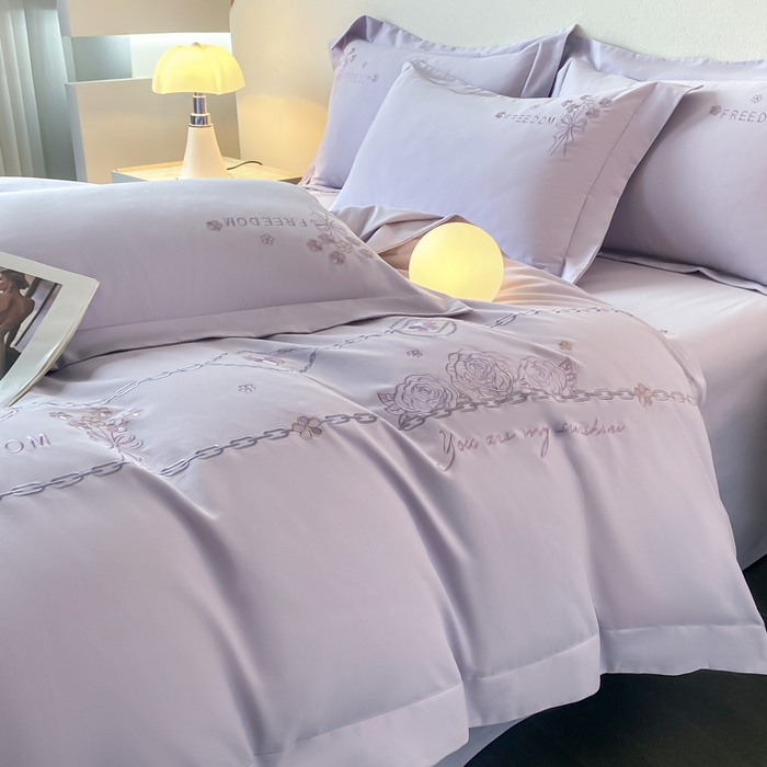 91家纺网 家纺一手货源 找家纺 桃园 新款纯棉全棉长绒棉磨毛四件套不掉毛高端礼盒-马赛系列（包含买家秀） 马赛 香芋紫