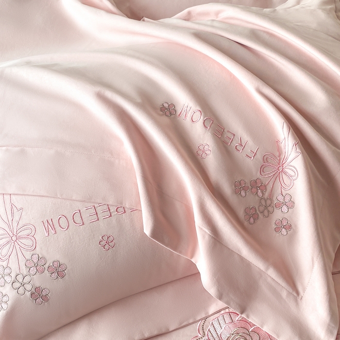 91家纺网 家纺一手货源 找家纺 桃园 新款纯棉全棉长绒棉磨毛四件套不掉毛高端礼盒-马赛系列（包含买家秀） 马赛 轻奢粉