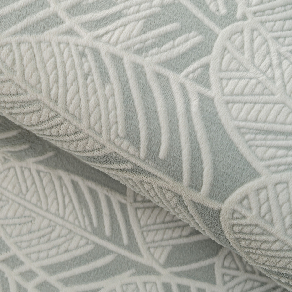 91家纺网 家纺一手货源 找家纺 新太阳蚊帐 2025新款云棉绒雕花可折叠地垫垫子 叶纹雅格垫