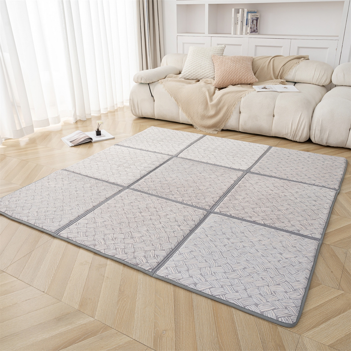 新太陽蚊帳 2025新款云棉絨雕花可折疊地墊墊子 素格雅墊