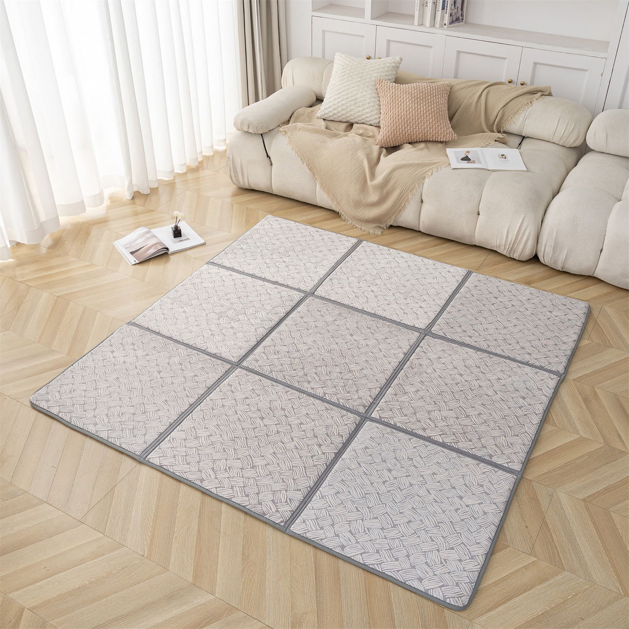 91家纺网 家纺一手货源 找家纺 新太阳蚊帐 2025新款云棉绒雕花可折叠地垫垫子 素格雅垫