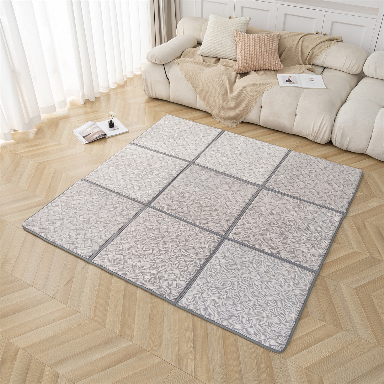 91家纺网 家纺一手货源 找家纺 新太阳蚊帐 2025新款云棉绒雕花可折叠地垫垫子 素格雅垫