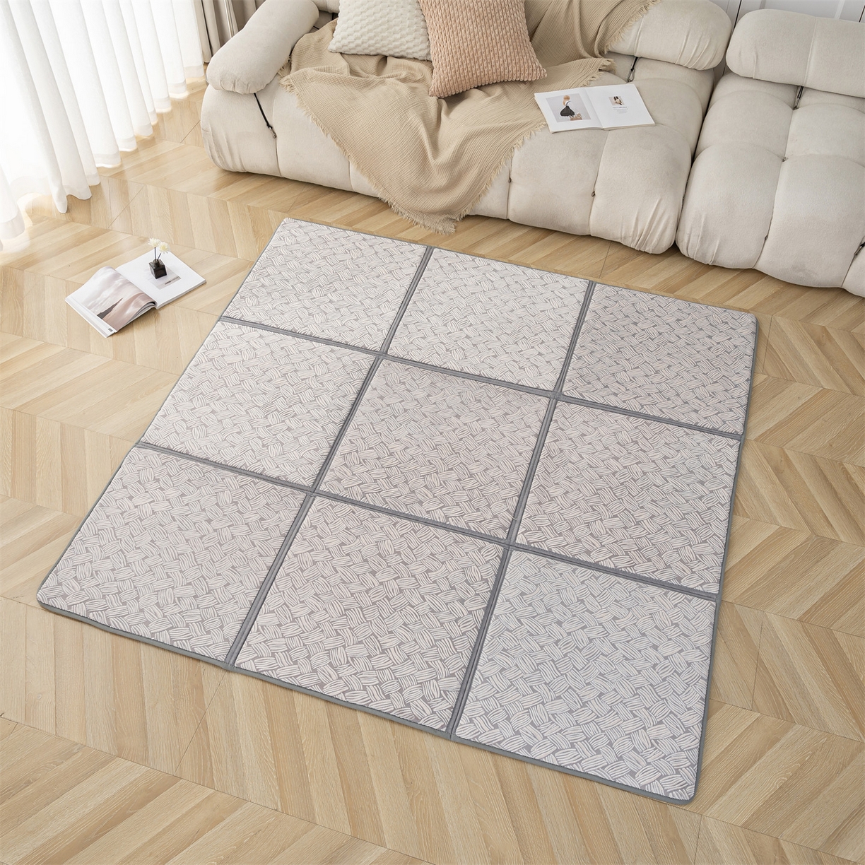 91家纺网 家纺一手货源 找家纺 新太阳蚊帐 2025新款云棉绒雕花可折叠地垫垫子 素格雅垫