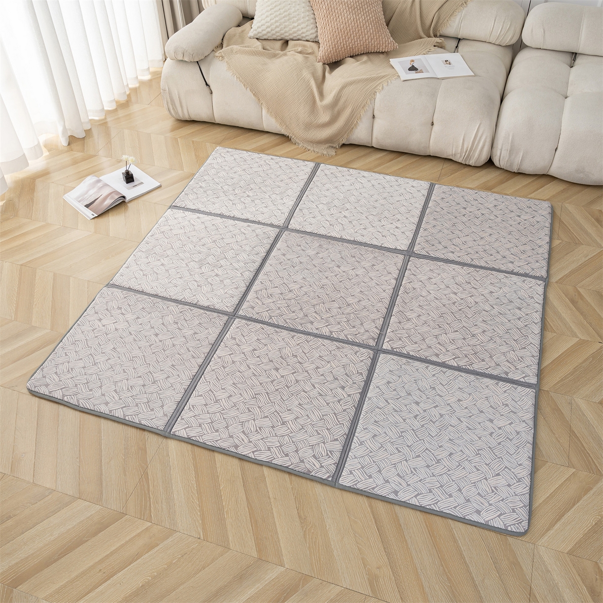 91家纺网 家纺一手货源 找家纺 新太阳蚊帐 2025新款云棉绒雕花可折叠地垫垫子 素格雅垫